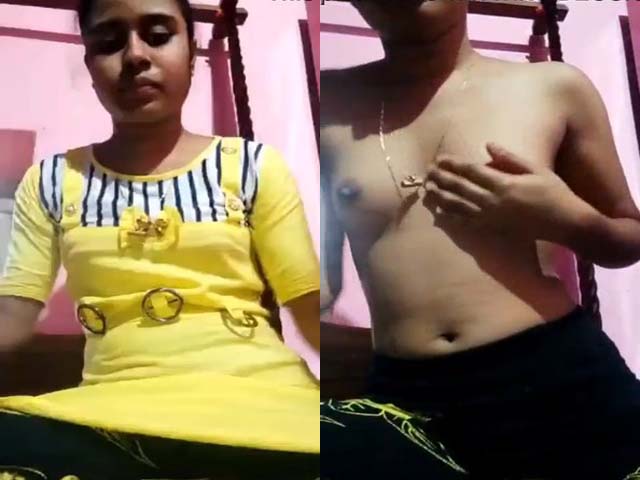 innocent Desi girl showing her small boobs