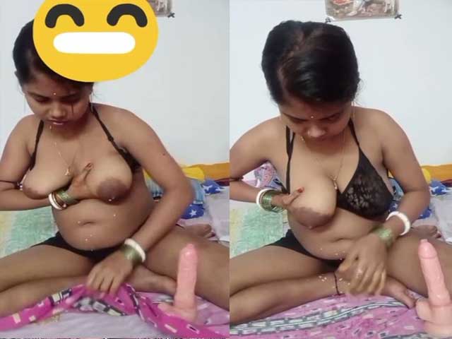 Bengali housewife milking her big boobs
