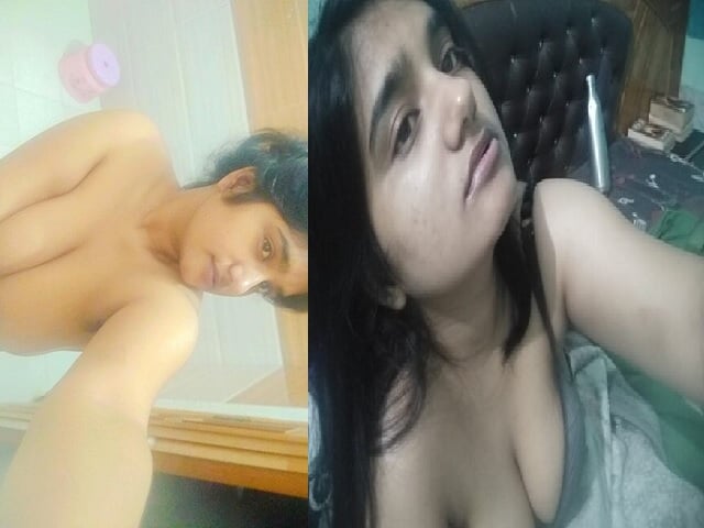 Desi girl squeezing her big boobs